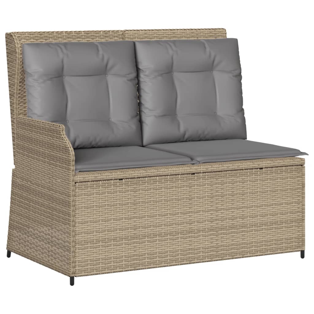 Panca Reclinabile da Giardino con Cuscini Beige in Polyrattan 368949