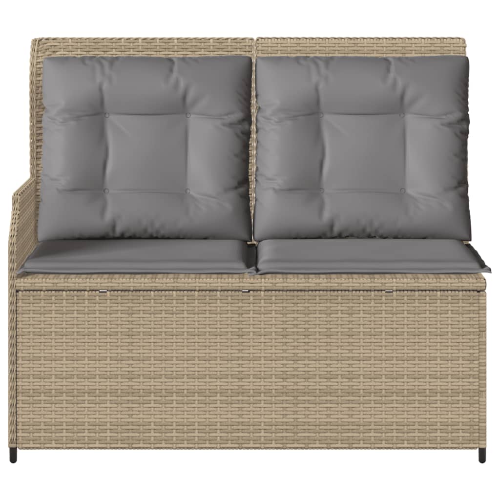 Panca Reclinabile da Giardino con Cuscini Beige in Polyrattan 368949