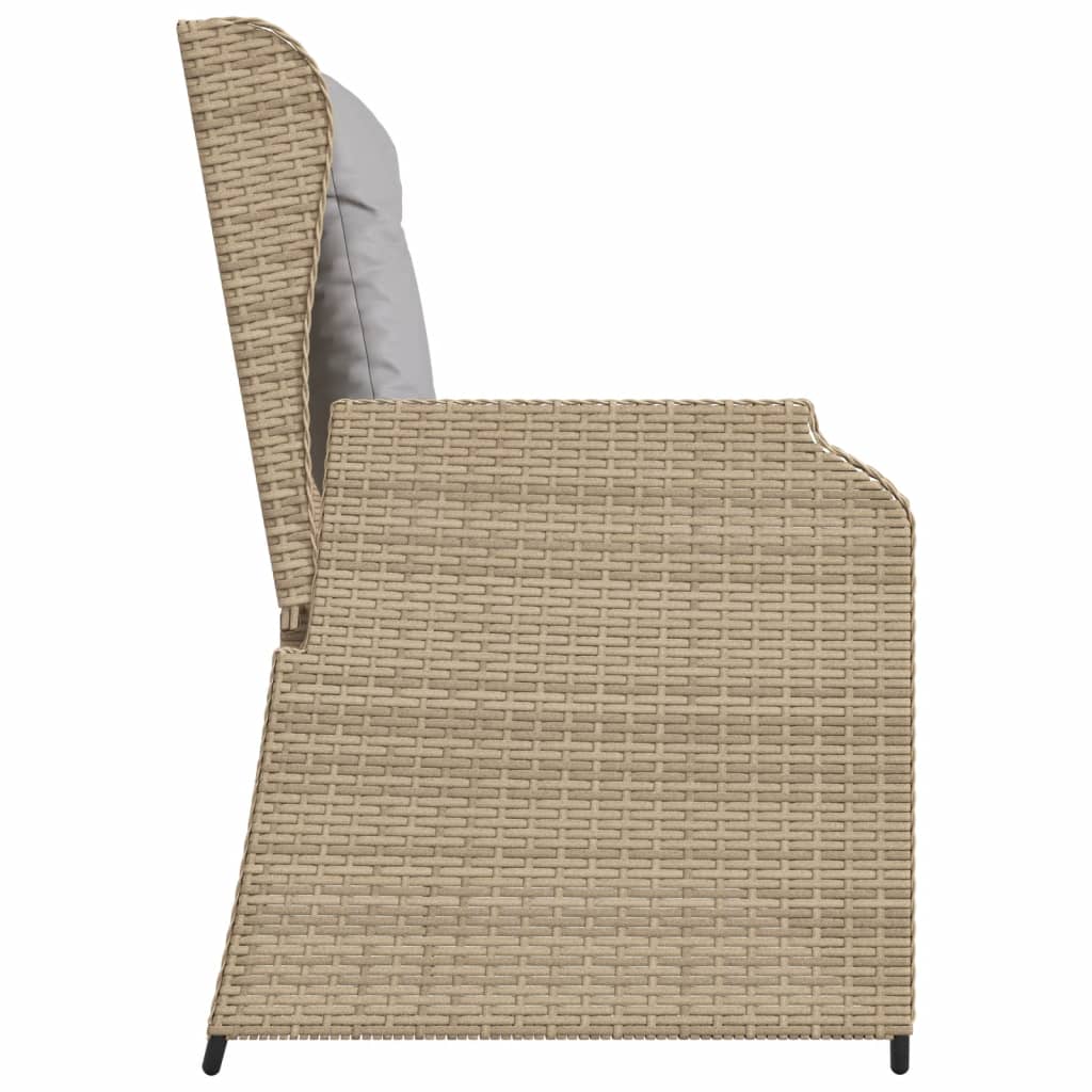 Panca Reclinabile da Giardino con Cuscini Beige in Polyrattan 368949