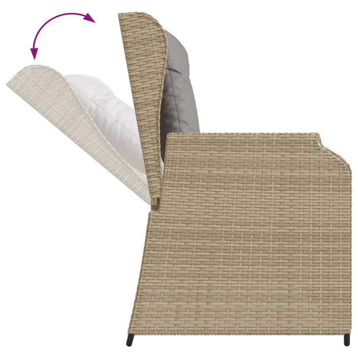 Panca Reclinabile da Giardino con Cuscini Beige in Polyrattan 368949