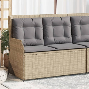 Panca Reclinabile da Giardino con Cuscini Beige in Polyrattan 368949