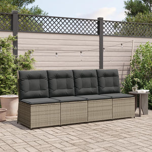 Divano Reclinabile da Giardino con Cuscini Grigio in Polyrattan 368975