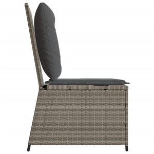 Divano Reclinabile da Giardino con Cuscini Grigio in Polyrattan 368975