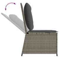 Divano Reclinabile da Giardino con Cuscini Grigio in Polyrattan 368975