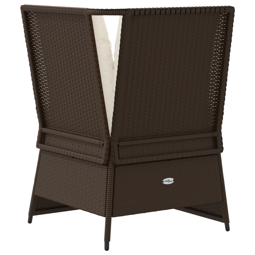 Divano Angolare da Giardino con Cuscini in Polyrattan Marrone 368983