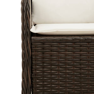 Divano Angolare da Giardino con Cuscini in Polyrattan Marrone 368983