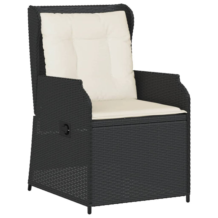 Sedie Reclinabili da Giardino 2 pz con Cuscini Nero Polyrattan 368991