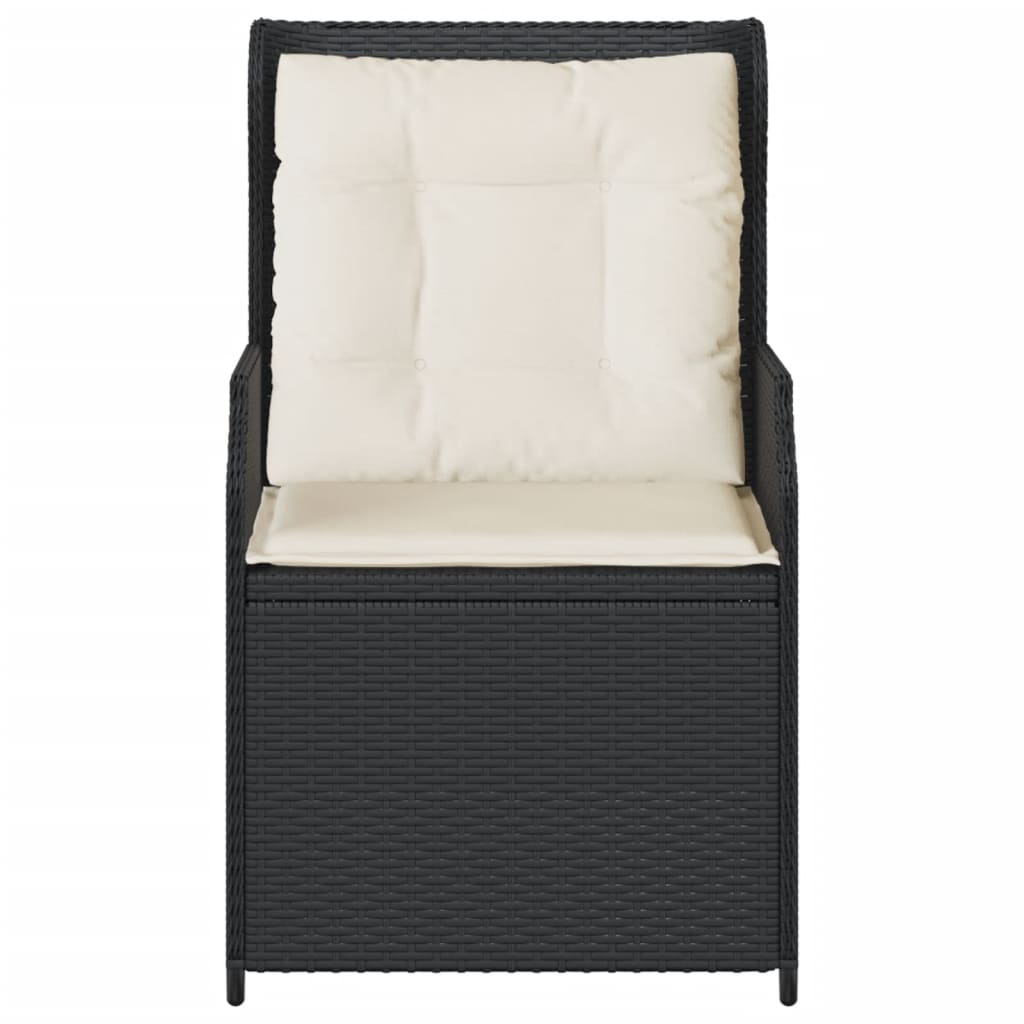 Sedie Reclinabili da Giardino 2 pz con Cuscini Nero Polyrattan 368991