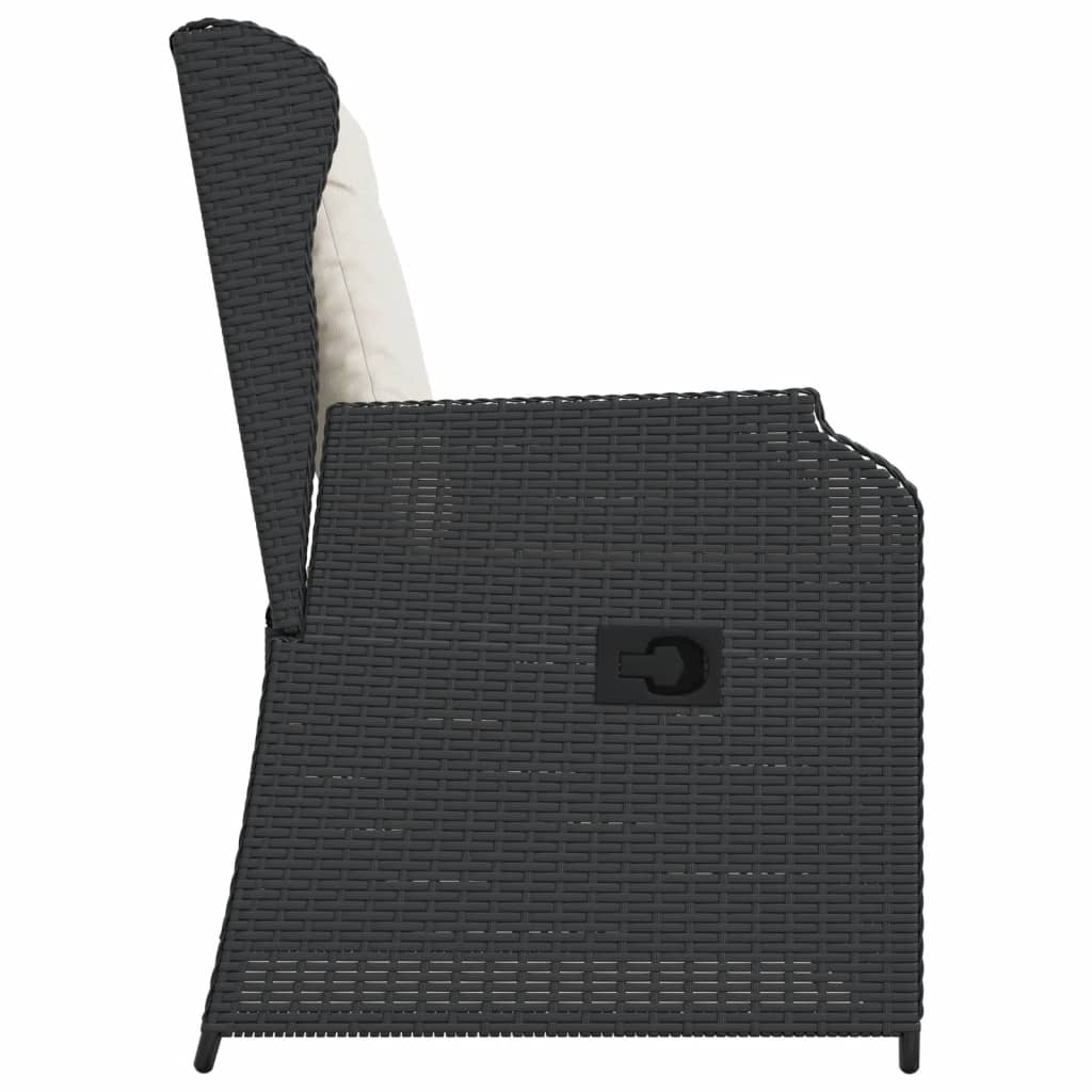 Sedie Reclinabili da Giardino 2 pz con Cuscini Nero Polyrattan 368991