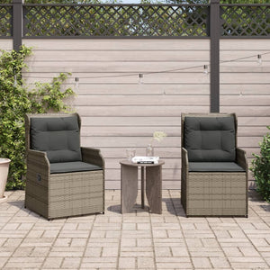 Sedie da Giardino Reclinabili 2 pz e Cuscini Grigio Polyrattan 368993