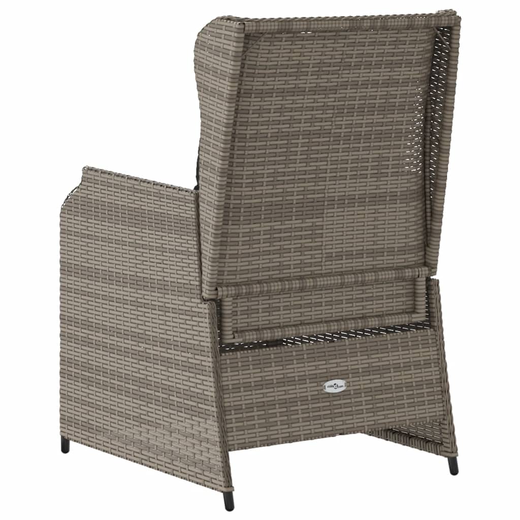 Sedie da Giardino Reclinabili 2 pz e Cuscini Grigio Polyrattan 368993