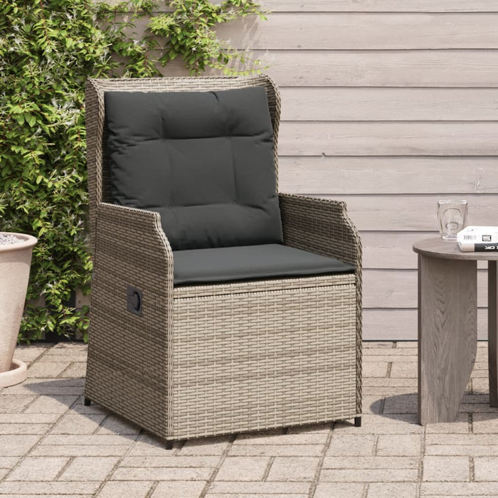 Sedie da Giardino Reclinabili 2 pz e Cuscini Grigio Polyrattan 368993