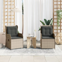 Sedie Reclinabili Giardino 2pz Cuscini Grigio Chiaro Polyrattan 368996