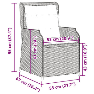 Sedie Reclinabili Giardino 2pz Cuscini Grigio Chiaro Polyrattan 368996