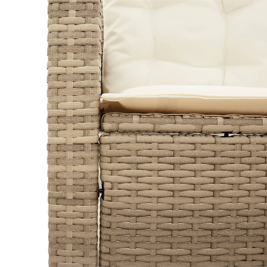 Divano da Giardino con Tavolo e Cuscini a L Beige in Polyrattan 369031