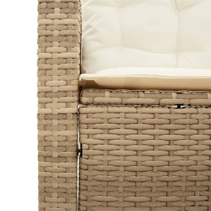 Divano da Giardino con Tavolo e Cuscini a L Beige in Polyrattan 369050