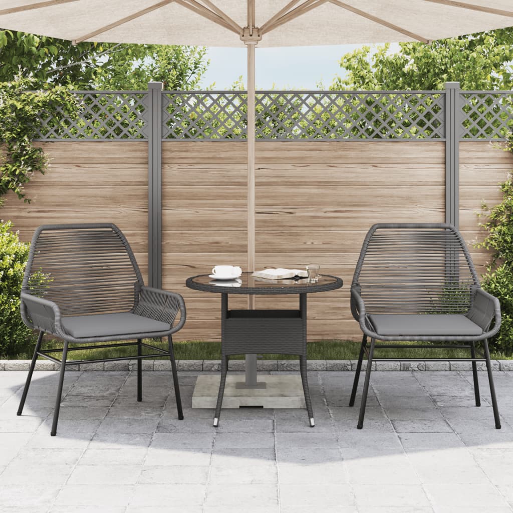 Sedie da Giardino 2 pz con Cuscini Grigio in Polyrattan 369097