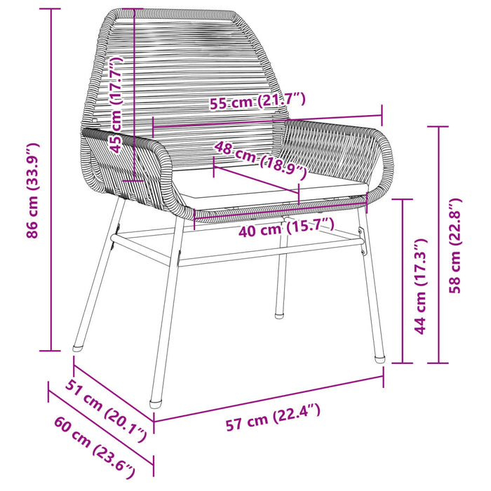 Sedie da Giardino 2 pz con Cuscini Grigio in Polyrattan 369097