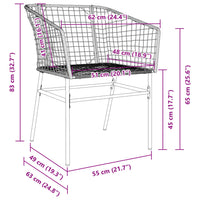 Sedie da Giardino Set 2 pz Polyrattan Nero 369098