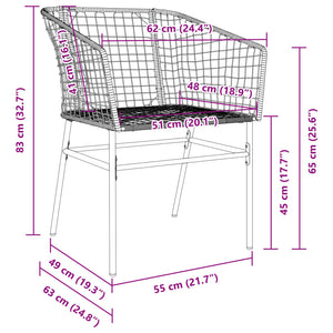 Sedie da Giardino Set 2 pz Polyrattan Nero 369098