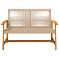 Panca da Giardino Beige 112 cm in Polyrattan e Legno di Acacia 367600