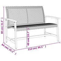 Panca da Giardino Beige 112 cm in Polyrattan e Legno di Acacia 367600