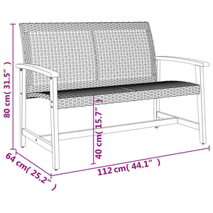 Panca da Giardino Beige 112 cm in Polyrattan e Legno di Acacia 367600