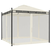 Gazebo con Pareti in Rete Crema 2,93x2,93 m in Acciaio 368434