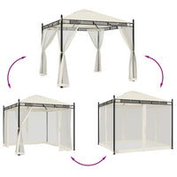 Gazebo con Pareti in Rete Crema 2,93x2,93 m in Acciaio 368434