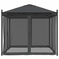 Gazebo con Pareti in Rete Antracite 2,93x2,93 m in Acciaio 368435