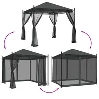 Gazebo con Pareti in Rete Antracite 2,93x2,93 m in Acciaio 368435