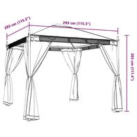 Gazebo con Pareti in Rete Antracite 2,93x2,93 m in Acciaio 368435