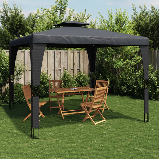 Gazebo con Tetto Doppio Antracite 2,98x2,98 m in Acciaio 368441