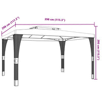 Gazebo con Tetto Doppio Crema 3,98x2,98 m in Acciaio 368442