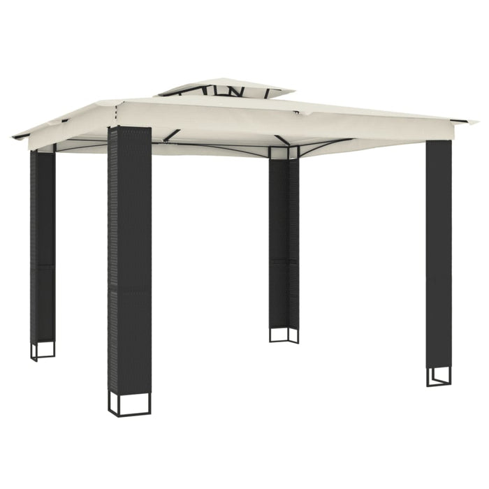 Gazebo con Tetto Doppio Crema 2,94x2,94 m in Acciaio 368444