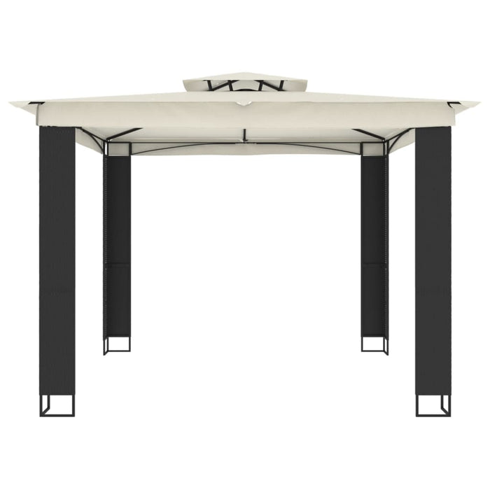 Gazebo con Tetto Doppio Crema 2,94x2,94 m in Acciaio 368444