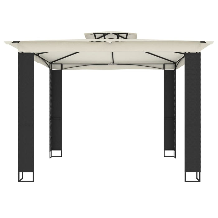 Gazebo con Tetto Doppio Crema 2,94x2,94 m in Acciaio 368444