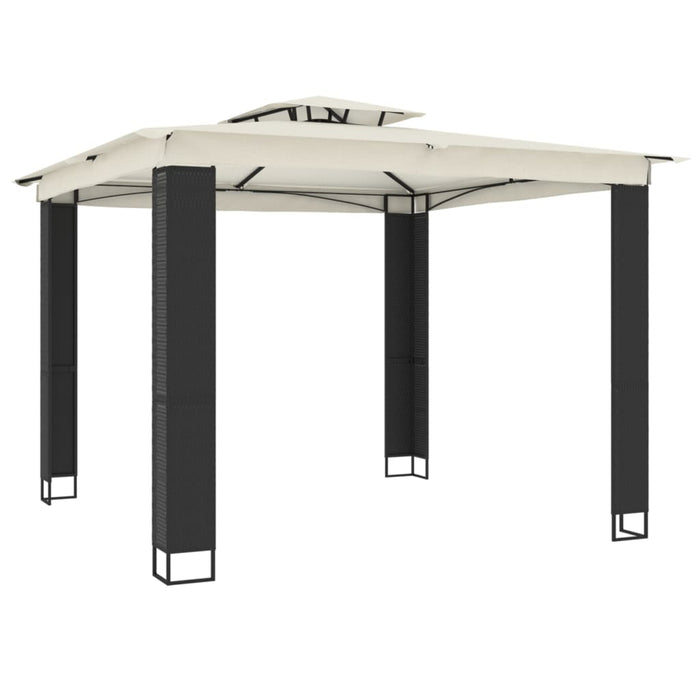 Gazebo con Tetto Doppio Crema 2,94x2,94 m in Acciaio 368444