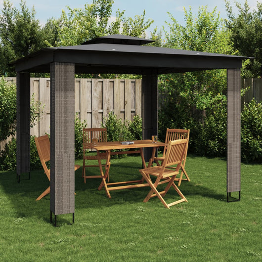 Gazebo con Tetto Doppio Antracite 2,94x2,94 m in Acciaio 368445