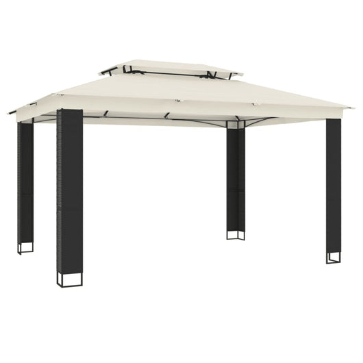 Gazebo con Tetto Doppio Crema 3,94x2,96 m in Acciaio 368446