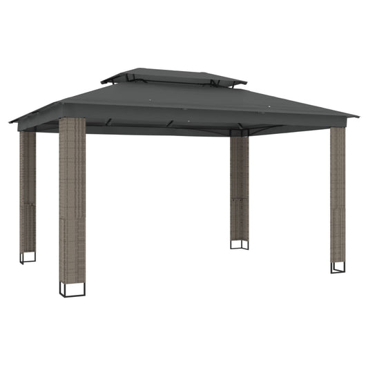 Gazebo con Tetto Doppio Antracite 3,94x2,96 m in Acciaio 368447