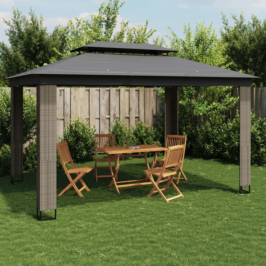 Gazebo con Tetto Doppio Antracite 3,94x2,96 m in Acciaio 368447