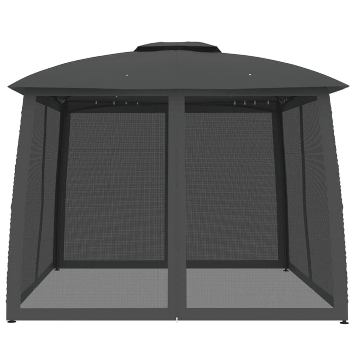 Gazebo Tetto Doppio e Pareti Rete Antracite 2,93x2,93 m Acciaio 368449