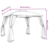 Gazebo Tetto Doppio e Pareti Rete Antracite 2,93x2,93 m Acciaio 368449