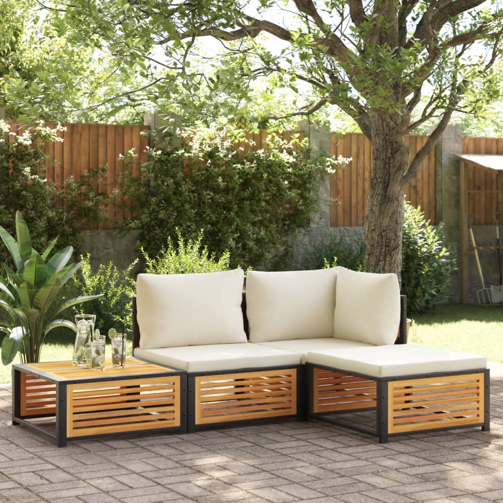 Sgabello da Giardino con Cuscini 68x68x30 cm Massello Acacia 367647