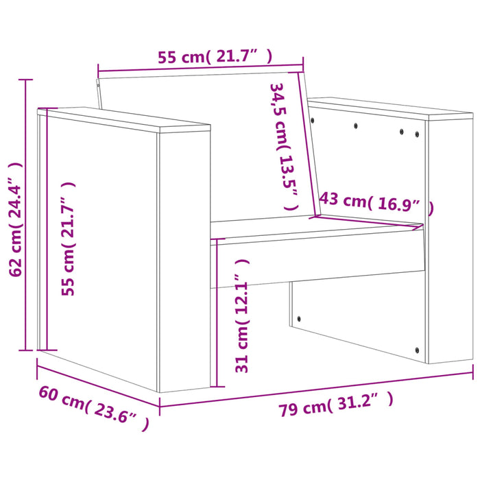 Set Salotto da Giardino 2 pz in Legno Massello di Pino 3216895