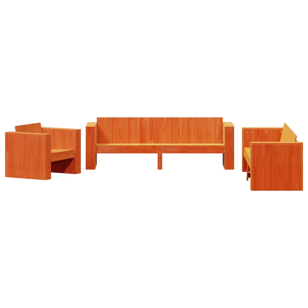 Set Salotto da Giardino 2 pz Marrone Cera Legno Massello Pino 3216902