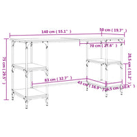 Scrivania Nera 140x50x75 cm in Metallo e Legno Multistrato 845326