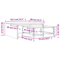 Tavolini Impilabili 2pz Neri in Legno Multistrato e Metallo 845331