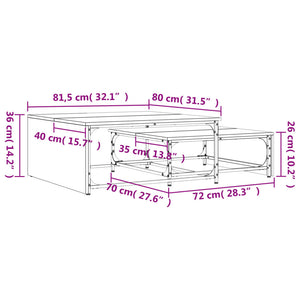 Tavolini Impilabili 2pz Neri in Legno Multistrato e Metallo 845331